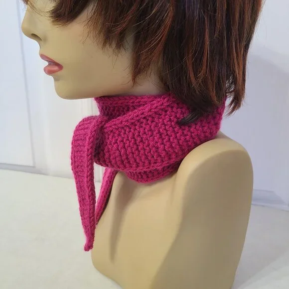 Sophie Scarf Classic Design Small Double Wrap Handmade Knitted Acrylic Magenta - Picture 14 of 15